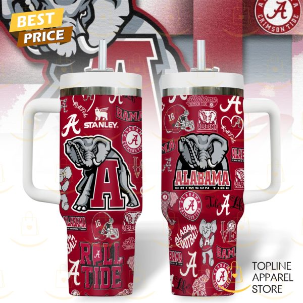 Alabama Crimson Tide – Roll Tide Tumbler With Handle And Straw