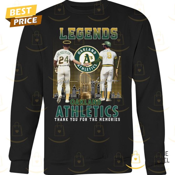 Oakland Athletics Rickey Henderson x Reggie Jackson Legends Signature Thank You For The Memories Unisex T-Shirt