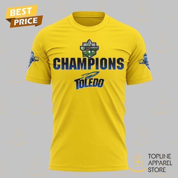 Toledo Rockets Football 2024 GameAbove Sports Bowl Champions 3D T-Shirt – Gold