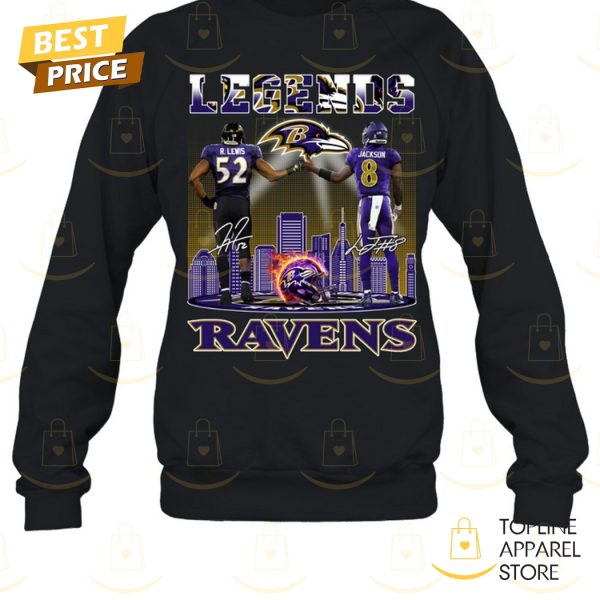 Baltimore Ravens Ray Lewis x Lamar Jackson Legends Siganture Unisex T-Shirt