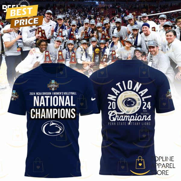 Penn State Nittany Lions 2024 Women Volleyball National Champions 3D T-Shirt – Blue