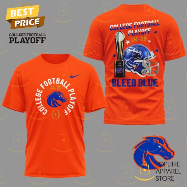 Boise State Broncos College Football Playoff 24-25 Bleed Blue 3D T-Shirt – Orange