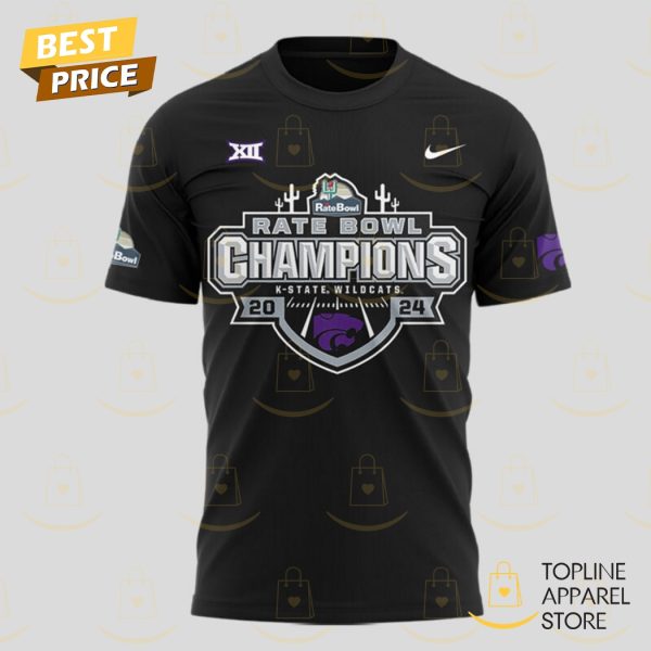 2024 Rate Bow Champions Kansas State Wildcats Football 3D T-Shirt – Black