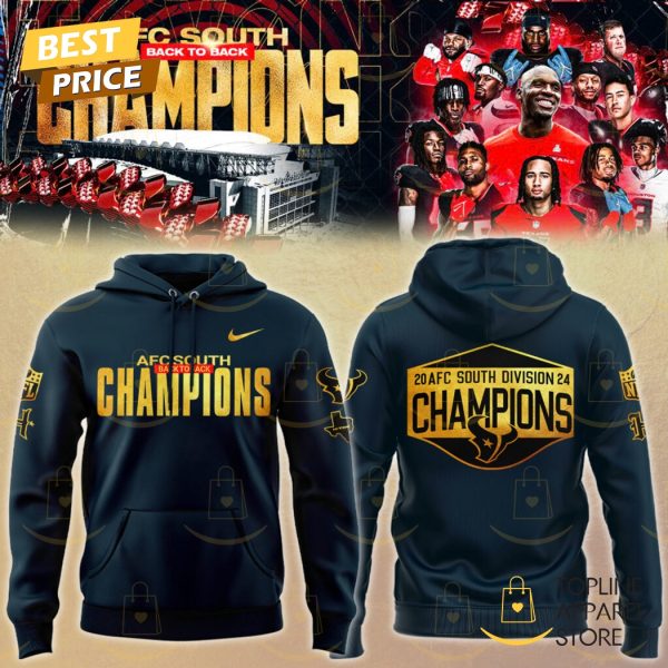 2024 AFC South Division Champions Houston Texans Back To Back Hoodie – Red