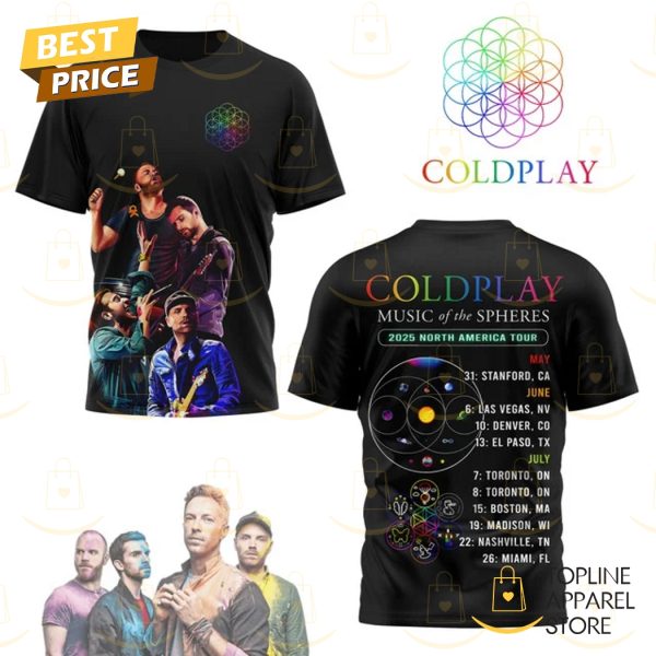 Coldplay Music Of The Spheres 2025 North America Tour 3D T-Shirt