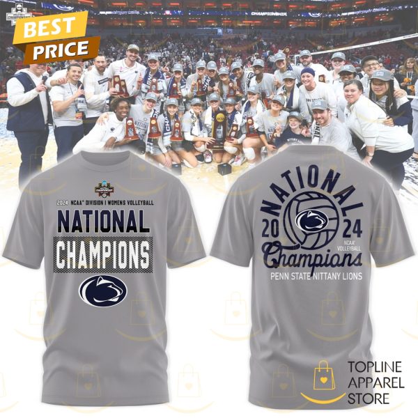 Penn State Nittany Lions Women Volleyball National Champions 3D T-Shirt – Grey