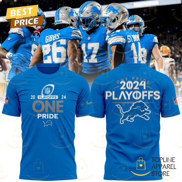 Detroit Lions Play Offs 2024 One Pride 3D T-Shirt – Blue