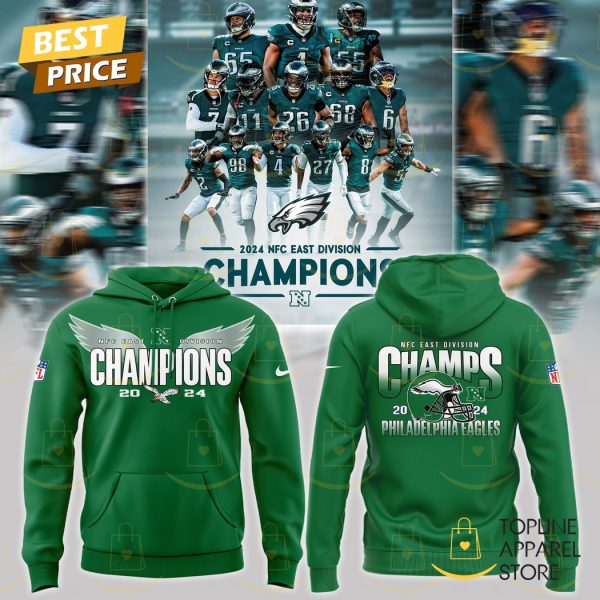 2024 NFC East Division Champions Kelly Green Philadelphia Eagles Hoodie