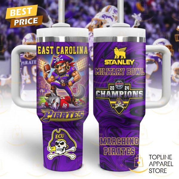 East Carolina Pirates 2024 Military Bowl Champions Tumbler With Handle And Straw