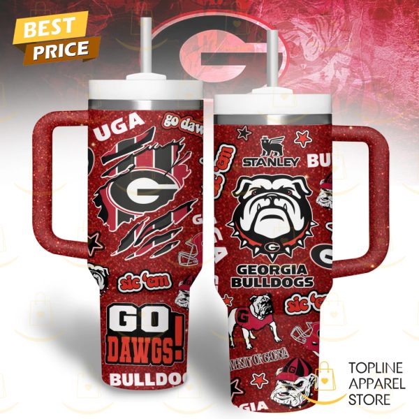 Georgia Bulldogs Sic Em Go Dawgs Tumbler With Handle And Straw