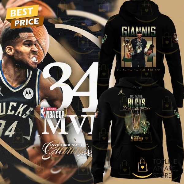 Giannis Antetokounmpo NBA CUP Champions Milwaukee Bucks Basketball Hoodie