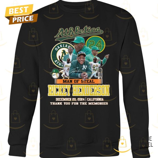 Oakland Athletics Rickey Henderson Man Of Steal Signature Thank You For The Memories Unisex T-Shirt