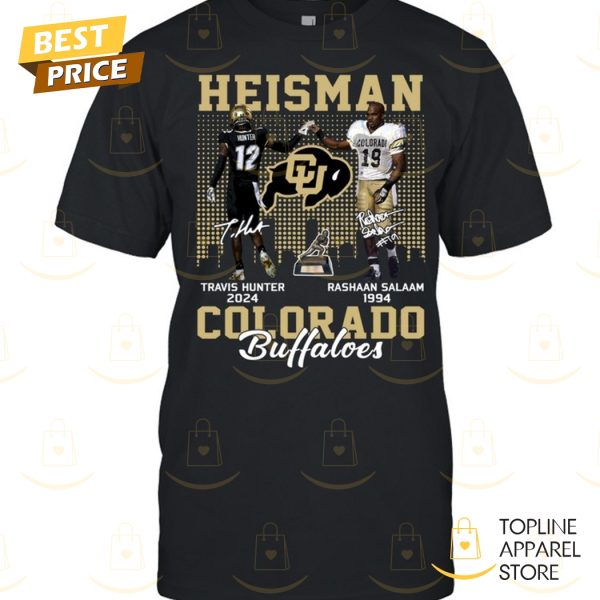 Heisman Travis Hunter  x Rashaan Salaam Signature Colorado Buffaloes Unisex T-Shirt