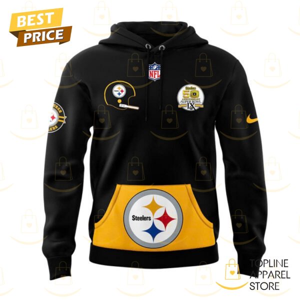 Pittsburgh Steelers Throwback 50th Anniversary Super Bowl Design Hoodie – Black