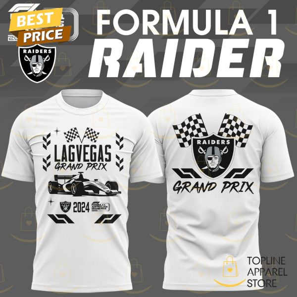 Las Vegas Raiders x Formula 1 Grand Prix 2024 3D T-Shirt – White