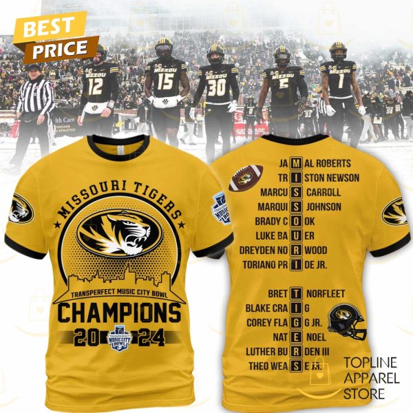 Missouri Tigers Transperfect Music City Bowl Champions 2024 3D T-Shirt