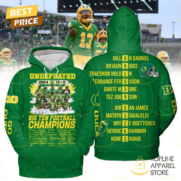 Undefeated 2024 Big Ten Champions Oregon Ducks Signature Hoodie