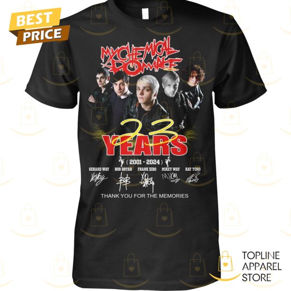 My Chemical Romance 23 Years 2001-2024 Signature Thank You For The Memories Unisex T-Shirt