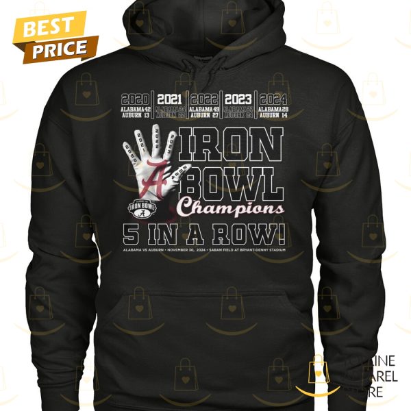 Alabama Crimson Tide Iron Bowl Champions 5 In A Row Unisex T-Shirt