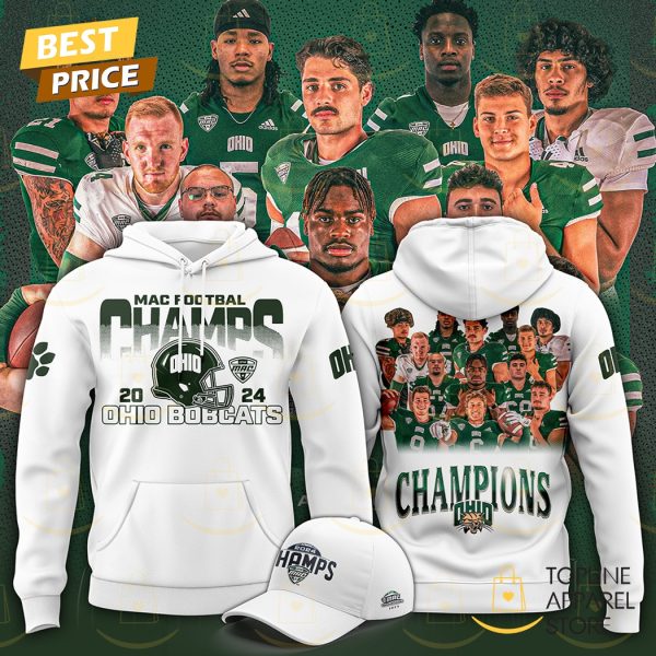 Ohio Bobcats Football MAC Champions 2024 Hoodie – White