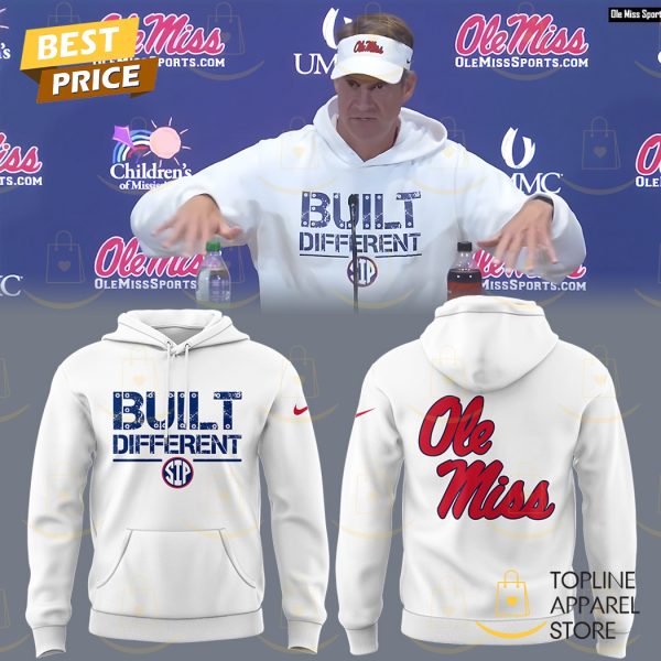 Ole Miss Rebels Built Different Design Hoodie – White