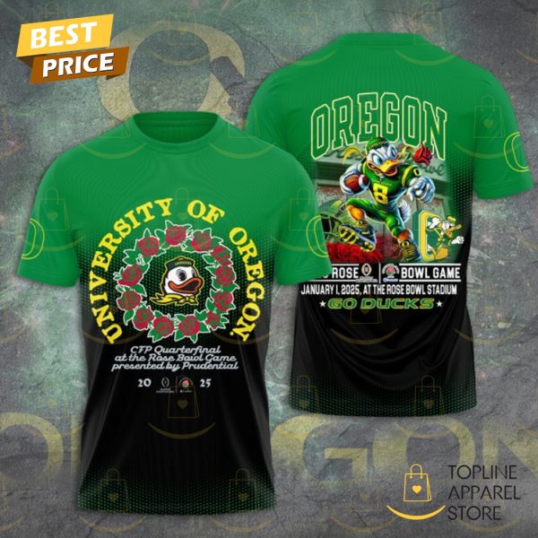 Oregon Ducks Football 2025 Rose Bowl Game 3D T-Shirt