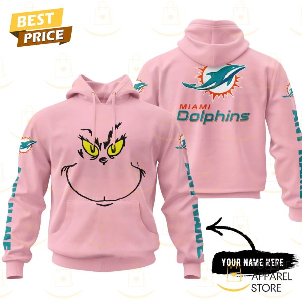 Personalized The Grinch x Miami Dolphins Hoodie – Pink