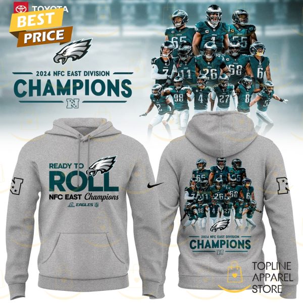 Ready To Roll NFC East Division Champions 2024 Philadelphia Eagles Hoodie – Grey