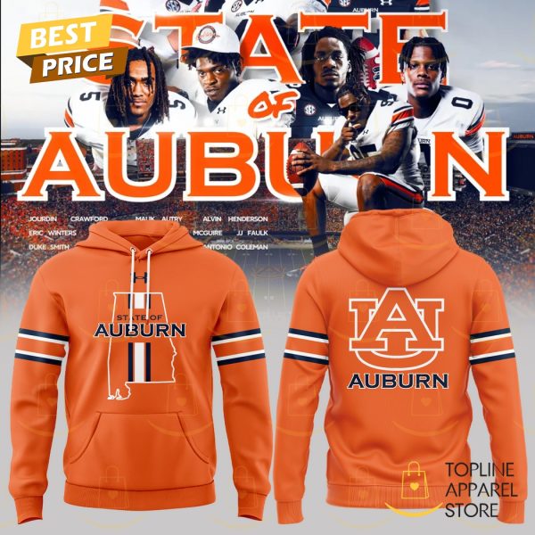 State Of Auburn Tigers Football Design Hoodie – Orange