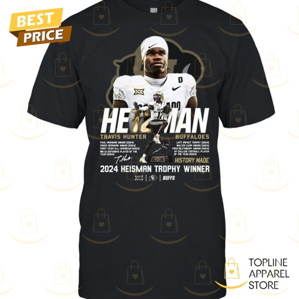 Travis Hunter Colorado Buffaloes 2024 Heisman Trophy Winner Signature Unisex T-Shirt