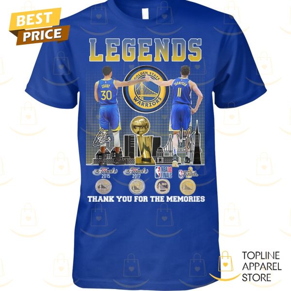 Golden State Warriors Stephen Curry x Klay Thompson Legends Signature Thank You For The Memories Unisex T-Shirt