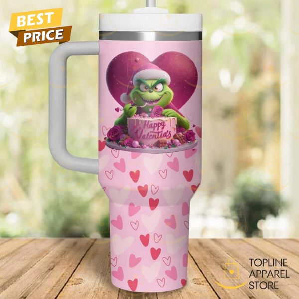 The Grinch Be My Valentina Tumbler With Handle And Straw