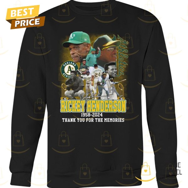 Rickey Henderson Oakland Athletics 1958-2024 Thank You For The Memories Signature Unisex T-Shirt