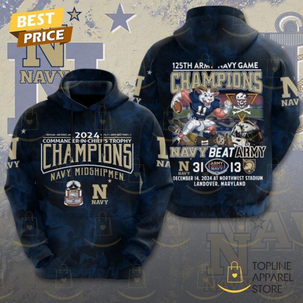 2024 Commander In Chiefs Trophy Champions Navy Midshipmen Hoodie