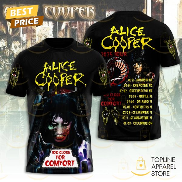 Alice Cooper 2025 Tour Too Close For Comfort 3D T-Shirt