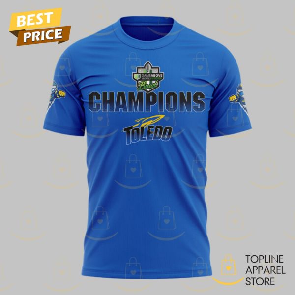 Toledo Rockets Football 2024 GameAbove Sports Bowl Champions 3D T-Shirt – Blue