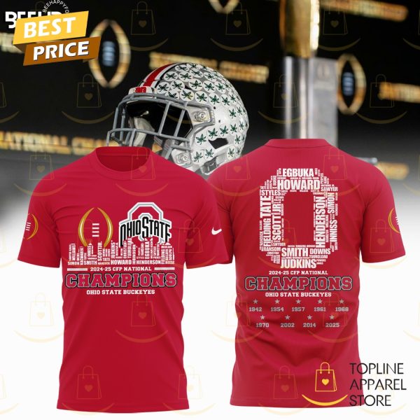 2024-25 CFP National Championa Ohio State Buckeyes 3D T-Shirt