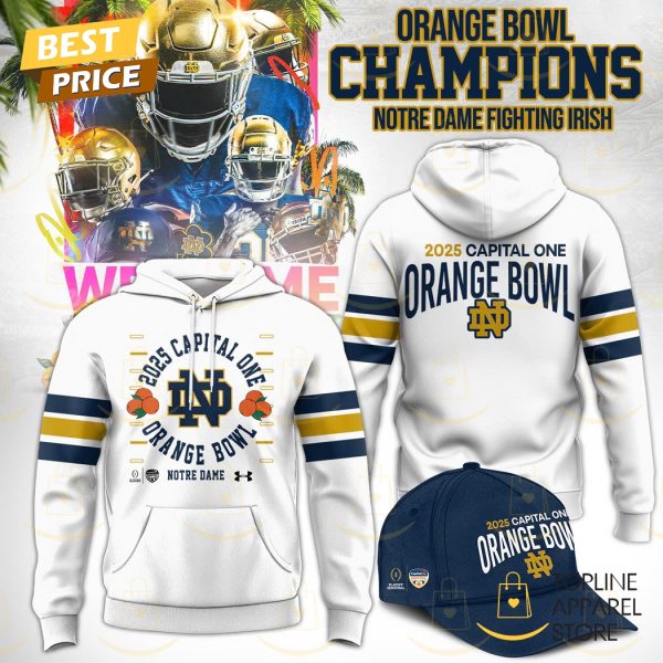 2025 Capital One Orange Bowl Champs Notre Dame Fighting Irish Hoodie – White