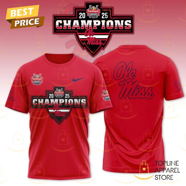 2025 Gator Bowl Gameday Ole Miss Rebels 3D T-Shirt – Red