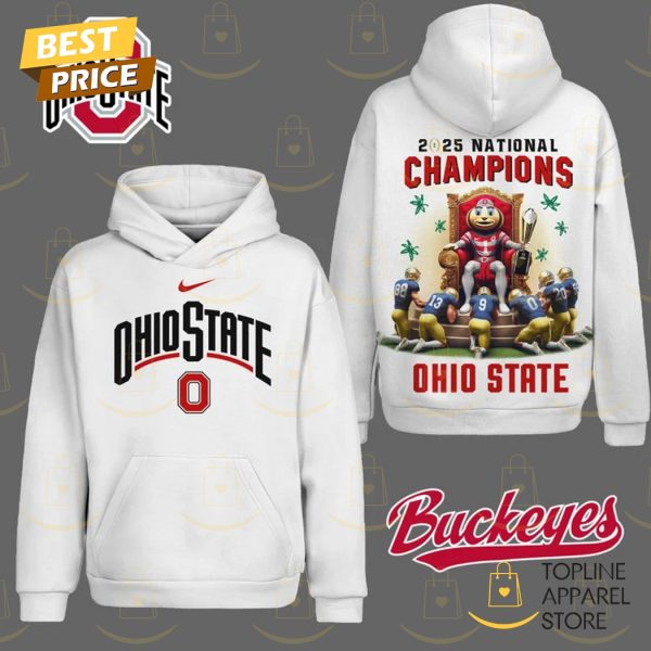 2025 National Champions Ohio State Buckeyes Football Hoodie – White