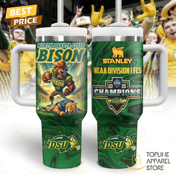 2025 NCAA Division I FCS North Dakota State Bison Champions Tumbler With Handle And Straw