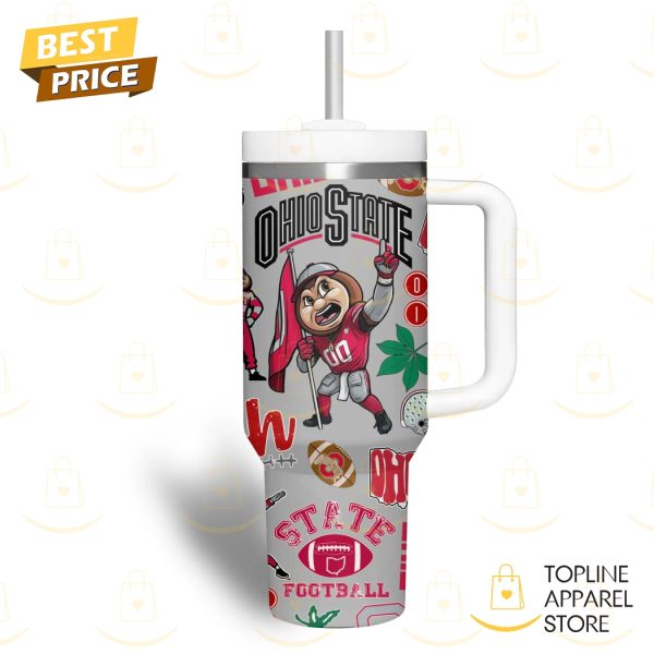 Personalized Ohio State Buckeyes Football Tumbler With Handle And Straw