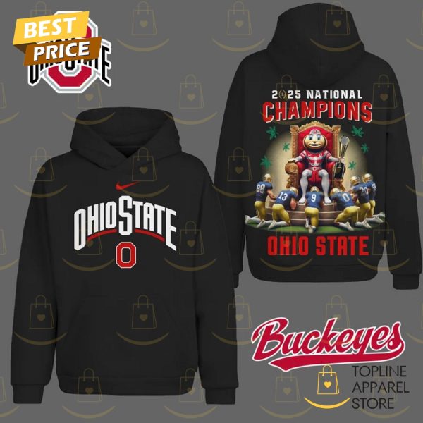 2025 National Champions Ohio State Buckeyes Football Hoodie – Black