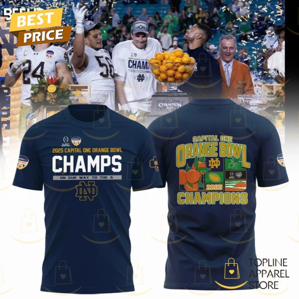 Notre Dame Fighting Irish 2025 Orange Bowl Champions 3D T-Shirt – Blue