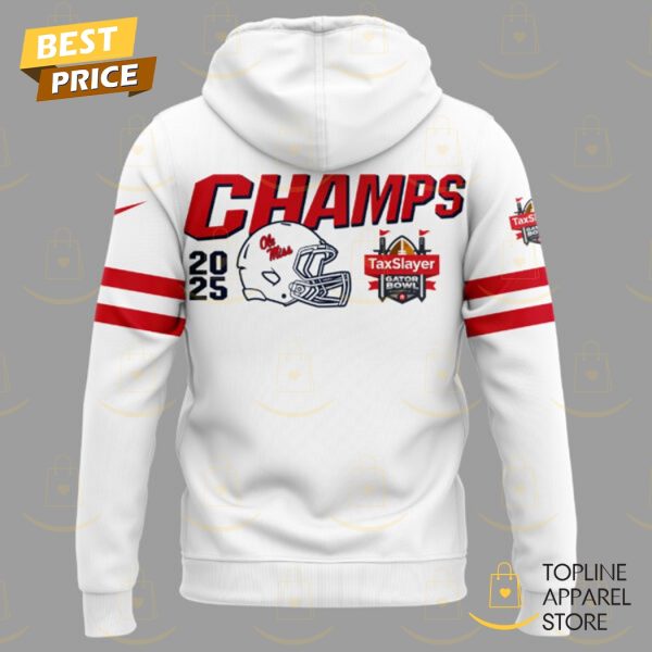 2025 Taxslayer Gator Bowl Champions Ole Miss Rebels Hoodie – White