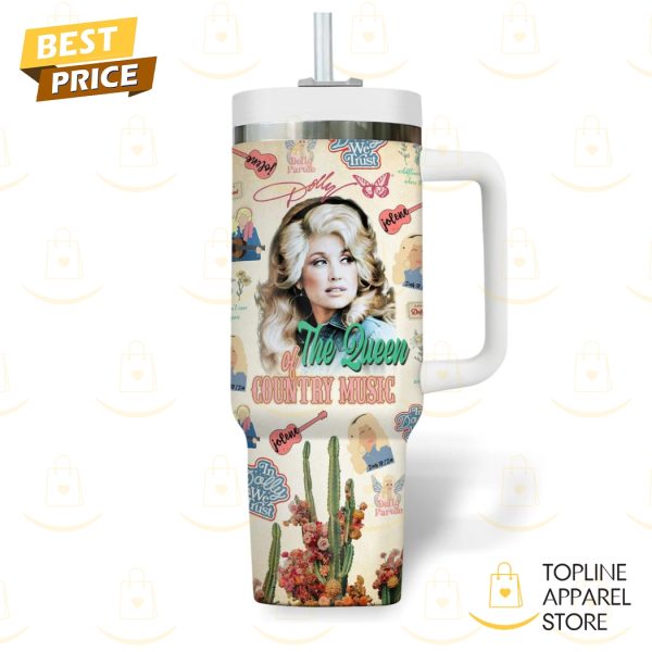 Dolly Parton The Queen Of Country Muscic Tumbler With Handle And Straw