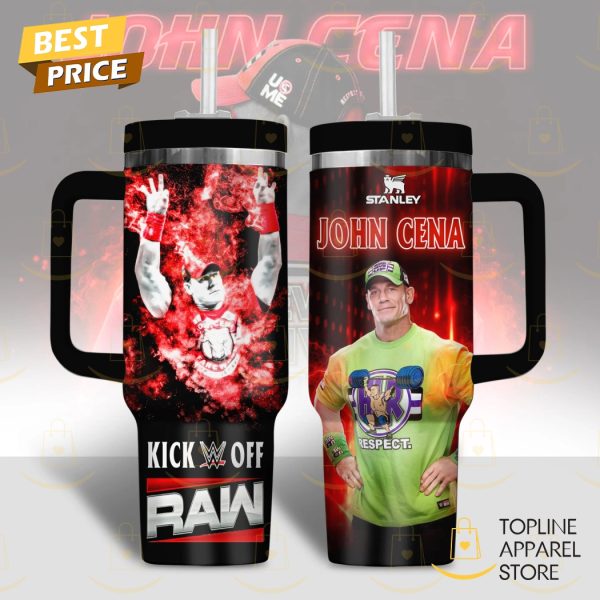 John Cena Kick Off Raw WWE Tumbler With Handle And Straw