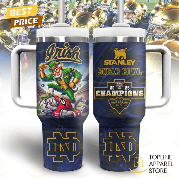 2025 Notre Dame Fighting Irish Champions Sugar Bowl Tumbler With Handle And Straw