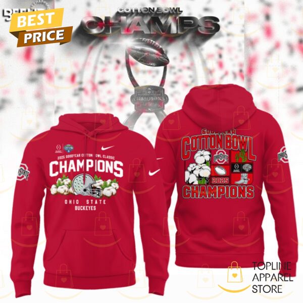 Goodyear Cotton Bowl 2025 Champions Ohio State Buckeyes Hoodie – Red