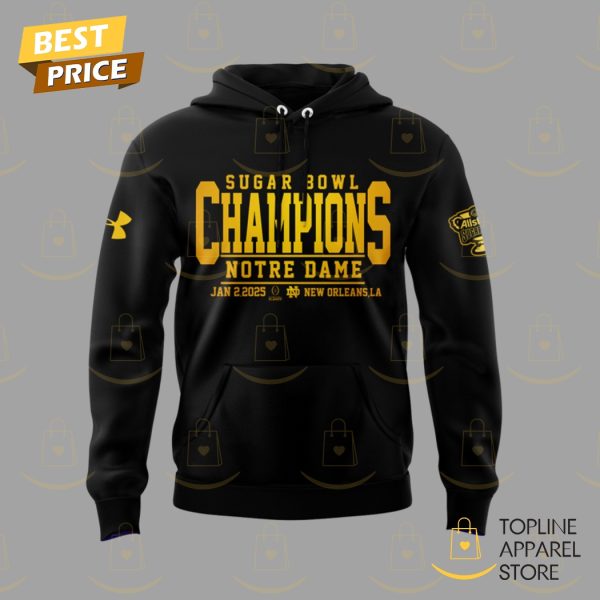 Notre Dame Fighting Irish Football Champions Sugar Bowl 2025 Hoodie – Black